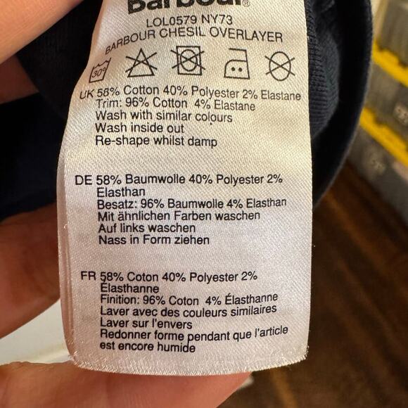 BARBOUR Oversized Chesil Overlay Quilted Jacket Snap Button Navy Blue Size 4 - Picture 12 of 12